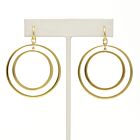 18K Gold-Dipped Graduated 1/8″ Thick Double Ring Earrings