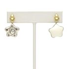 18K Gold-Dipped Silver Flower Reversible Bone Stone Earrings