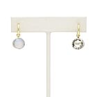 18K Gold-Dipped Silver Heart Reversible White Stone Earrings