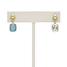 18K Gold-Dipped Silver X Reversible Turquoise Stone Earrings