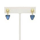 18K Gold-Dipped Soft Triangle Reversible Blue Stone Earrings
