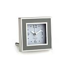 Addison Ross Alarm Clock Square Enamel & Silver Taupe
