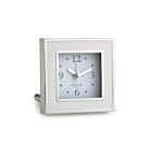 Addison Ross Alarm Clock Square Enamel & Silver White