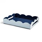 Addison Ross Scallop Tray Pale Denim & Navy 17x13"