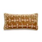 Anke Drechsel Silk Velvet Pillow Gujarat Flower Gold Bronze 10x20"