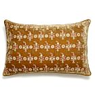 Anke Drechsel Silk Velvet Pillow Gujarat Flower Gold Bronze 16x24"