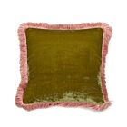 Anke Drechsel Silk Velvet Pillow with Fringe 10.5"