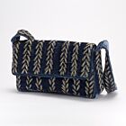 Anke Drechsel Silk Velvet Shoulder Bag Purse Indigo