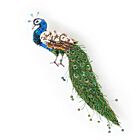 Artisan Brooch Pin Jewelled Peacock
