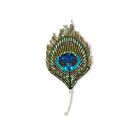 Artisan Brooch Pin Luminous Peacock Feather