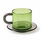Artisan Glass Espresso Cup & Saucer Set Green