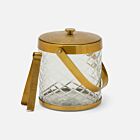 Artisan Glass Ice Bucket with Tong Antique Brass