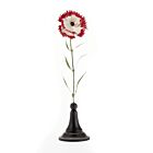  Artisan Metal Flower White & Red Carnation