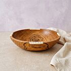 Artisan Olive Wood & Bone Round Serving Bowl