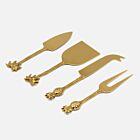 Artisan Polished Gold Cheese Knives Set/4