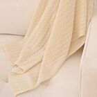 Cashmere Braided Cable Knit Baby Blanket Snow
