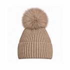 Cashmere Fox Pom Pom Hat Natural