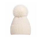 Cashmere Fox Pom Pom Hat Snow