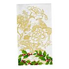 Caspari Paper Guest Towel Napkin Pack/15 Holly Ceramic Ivory & Gold 