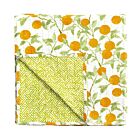 Caspari Reversible Block Print Tablecloth Orange Grove