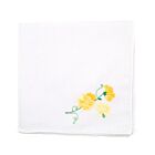 D. Porthault Handkerchief Embroidered Pois De Senteur Yellow