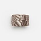 Etched Faceted Antiqued Pewter Brass Napkin Ring