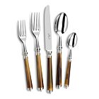 French Flatware Marbella Dark Horn Stainless 5-Piece Setting