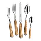 French Flatware Ravel Olivewood Stainless 5-Piece Setting