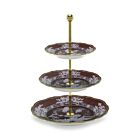 Ginori Oriente Italiano Castagna Gold Rim 3-Tier Stand