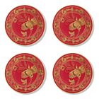 Ginori Oriente Italiano Rubrum Gold Rim Coaster Set/4