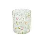 Glass Votive Floral 4"