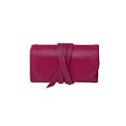 Goatskin Leather Small Jewelry Roll Azalea