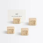 Handcrafted Cube Gold Brass Card Holder Set/4