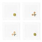 Henry Handwork Set/4 Cocktail Napkin Assorted Tennis