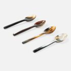 Hand-Carved Horn Mixed Black Small Spoon Set/4