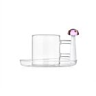 Ichendorf Alice Pink Mushroom with Red Dots Glass Coffee Cup & Saucer