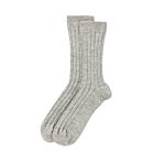Johnstons of Elgin Cashmere Blend Ribbed Socks Men Light Grey (EU42)