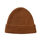 Johnstons of Elgin Cashmere Ribbed Beanie Dark Camel