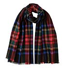Johnstons of Elgin Cashmere Scarf Tartan Black Stewart