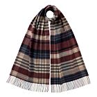 Johnstons of Elgin Merino Wool Scarf Oversized Check Damson