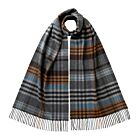 Johnstons of Elgin Merino Wool Scarf Oversized Check Grey