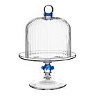Juliska Glass Nell Ruffle Petite Cake Stand with Dome Chambray