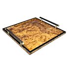 Lacquer Walnut Burl Serving Tray with Handle