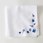 D. Porthault Handkerchief Embroidered Trefles Blue