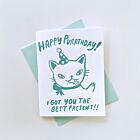 Letterpress Happy Purrthday Card