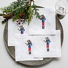 Linen Cocktail Napkin Set Nutcracker Mouse