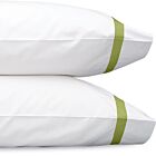 Matouk Lowell White & Grass Standard Pillowcase/Pair - 21x33"