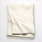 Biella Whipstitch Cream & Grey Cashmere Throw 
