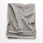 Biella Whipstitch Souris Grey  & Bianco Cashmere Throw 