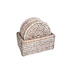 Matahari Rattan Whitewash Coaster Box Set/6